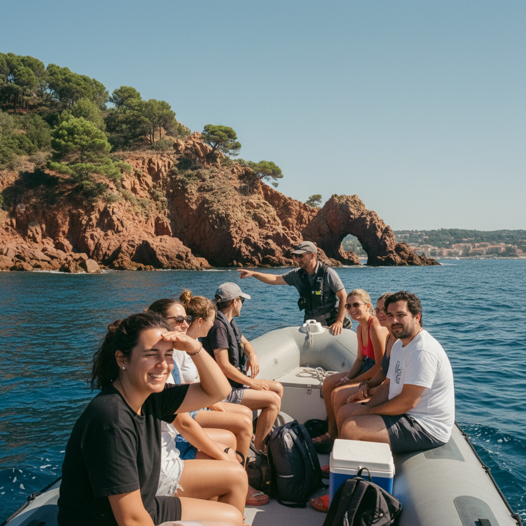 Balade en semi-rigide l'Esterel depuis Saint-Raphaël à Fréjus à Fréjus