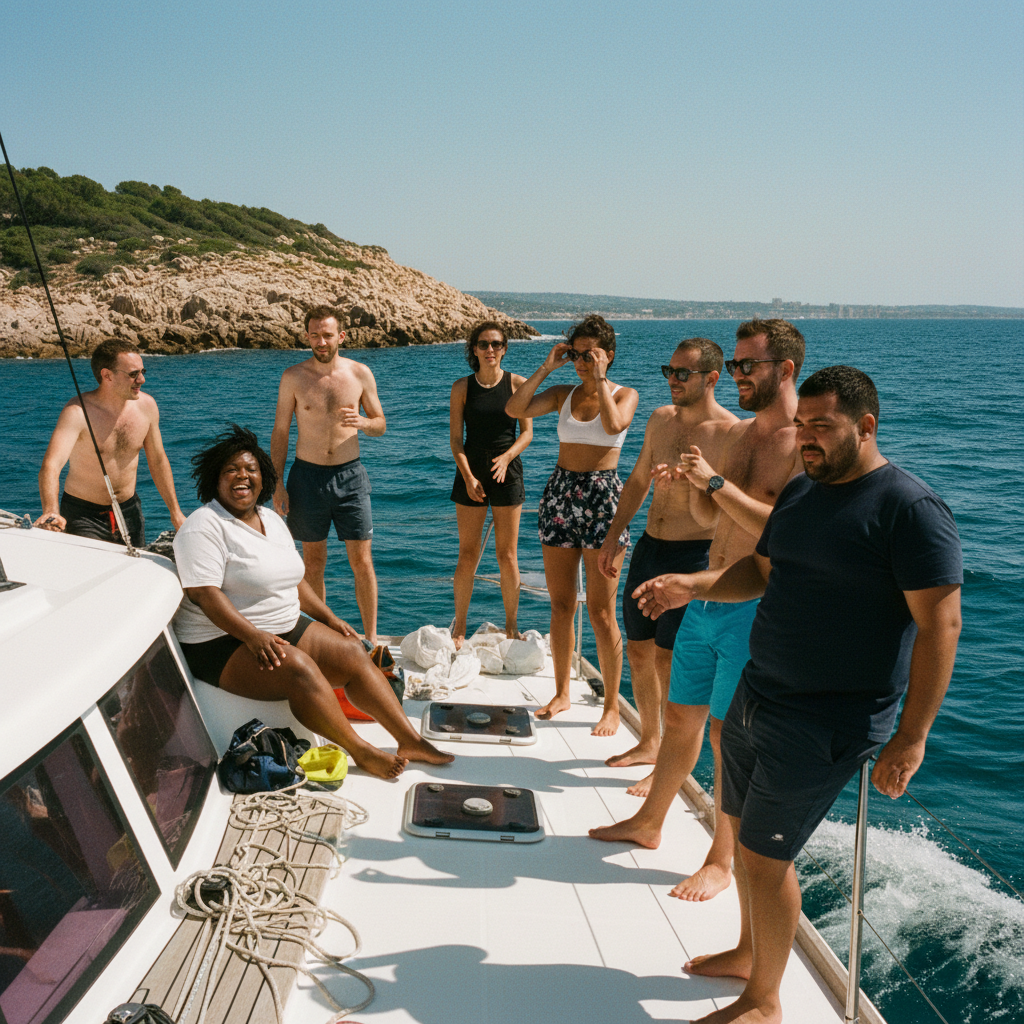 Demi-journée en Catamaran en Méditerranée depuis Cogolin à Saint-Tropez à Saint-Tropez