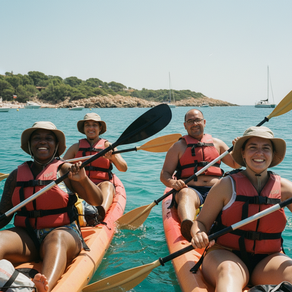 Randonnée guidée en kayak depuis la plage de Pampelonne à Saint-Tropez à Saint-Tropez