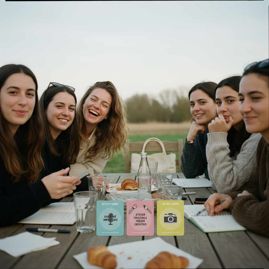 Organiser un EVJF sans stress : le guide ultime du témoin. Checklist, timeline, quiz collectif et packs sur-mesure. Inclure des activity cards d'activités faciles à organiser.